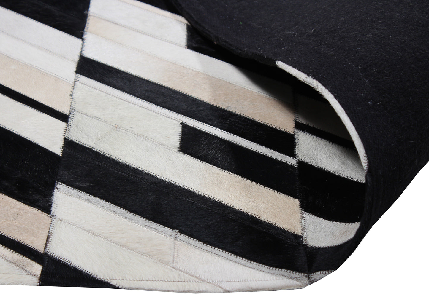 Handmade Black/White Patchwork Cowhide Area Rug