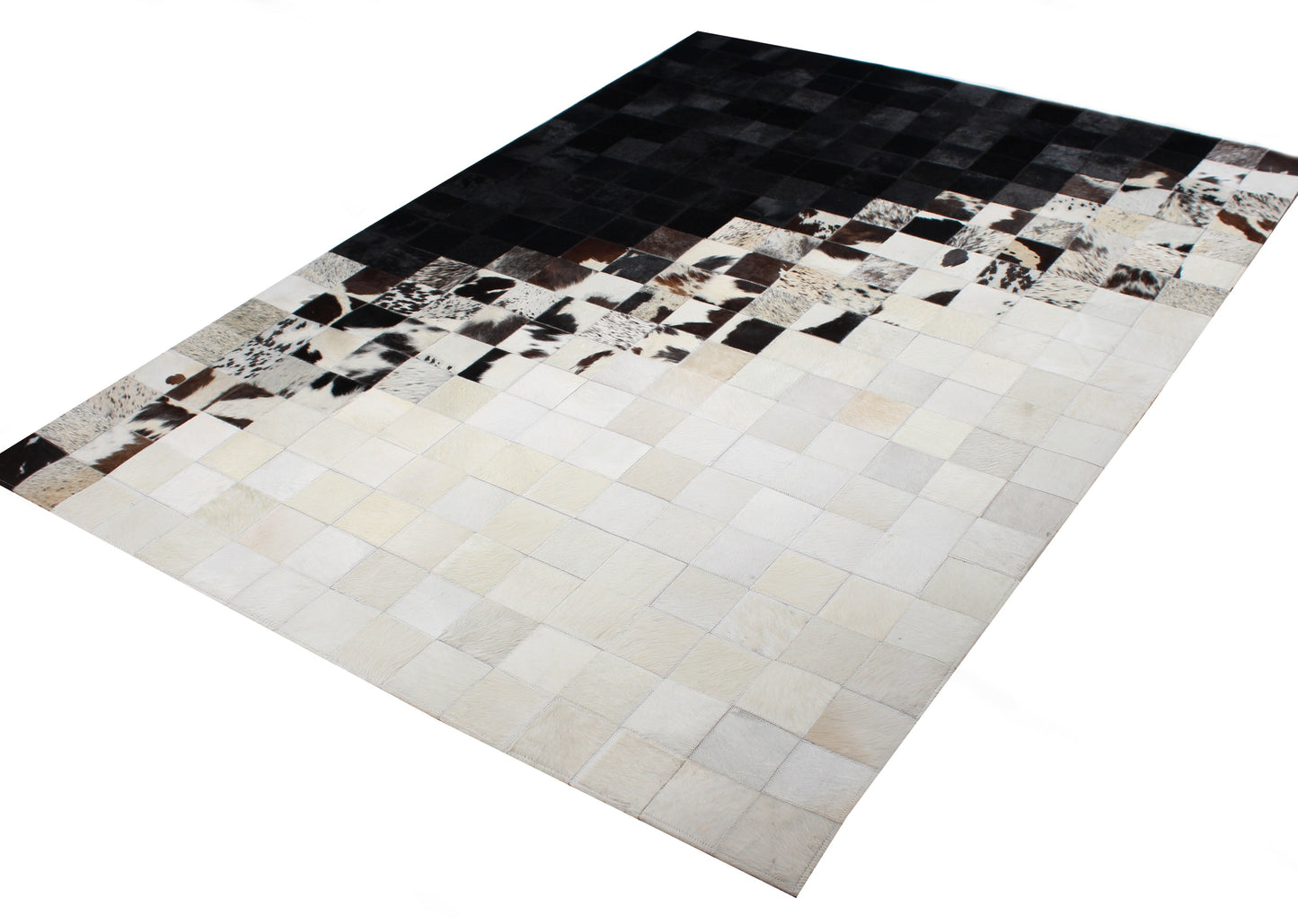 Handmade Black/White Checkers Patchwork Cowhide Area Rug PCH208