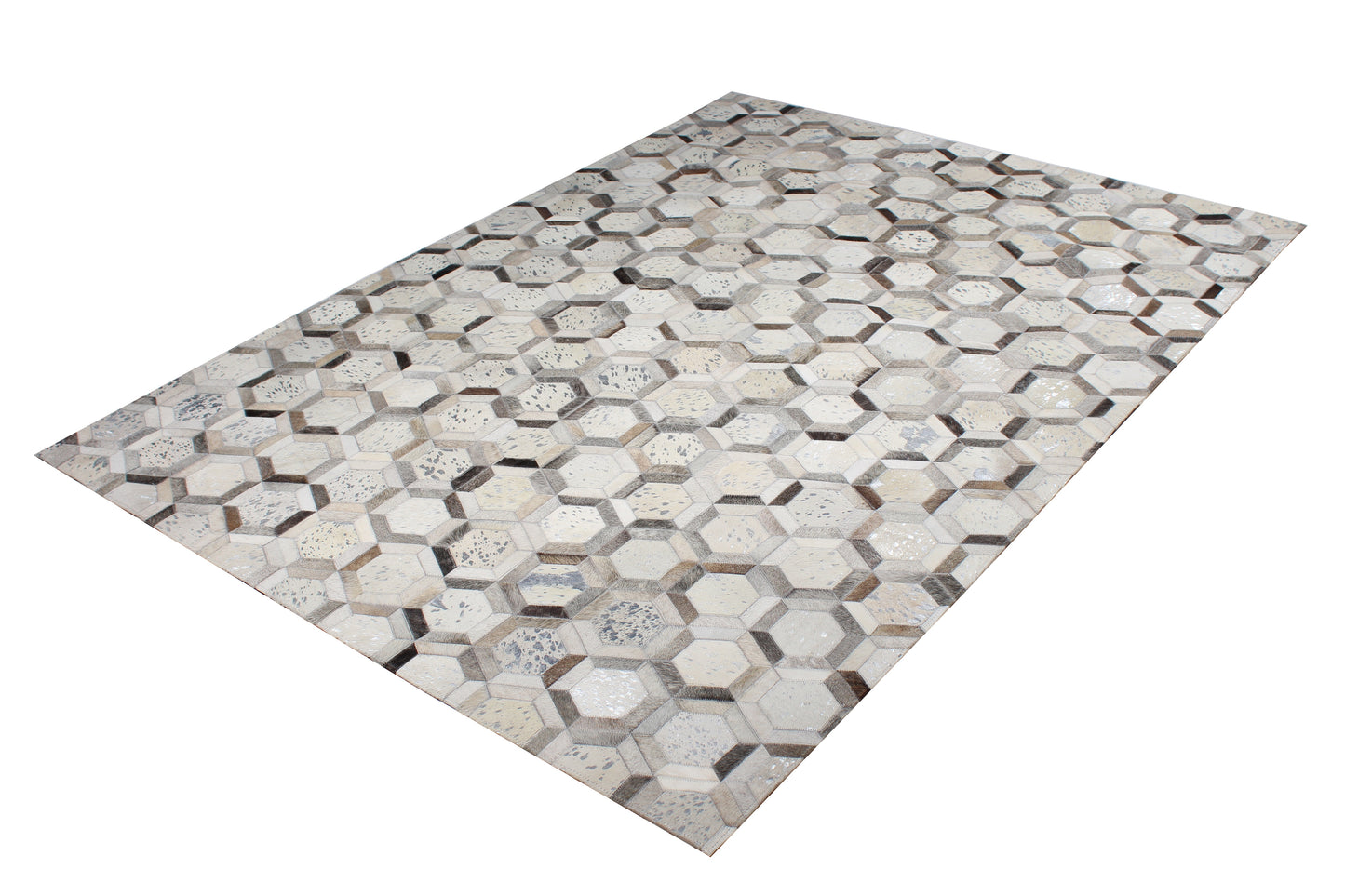 Handmade Natural Leather Patchwork Modern Style Cowhide Area Rug