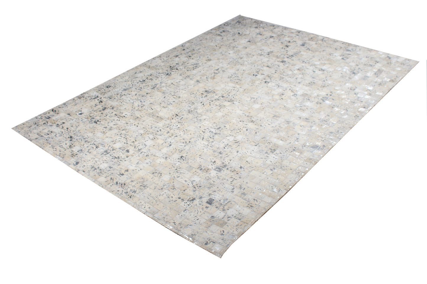 Handmade Natural Cowhide Leather Patchwork Tile Area Rug