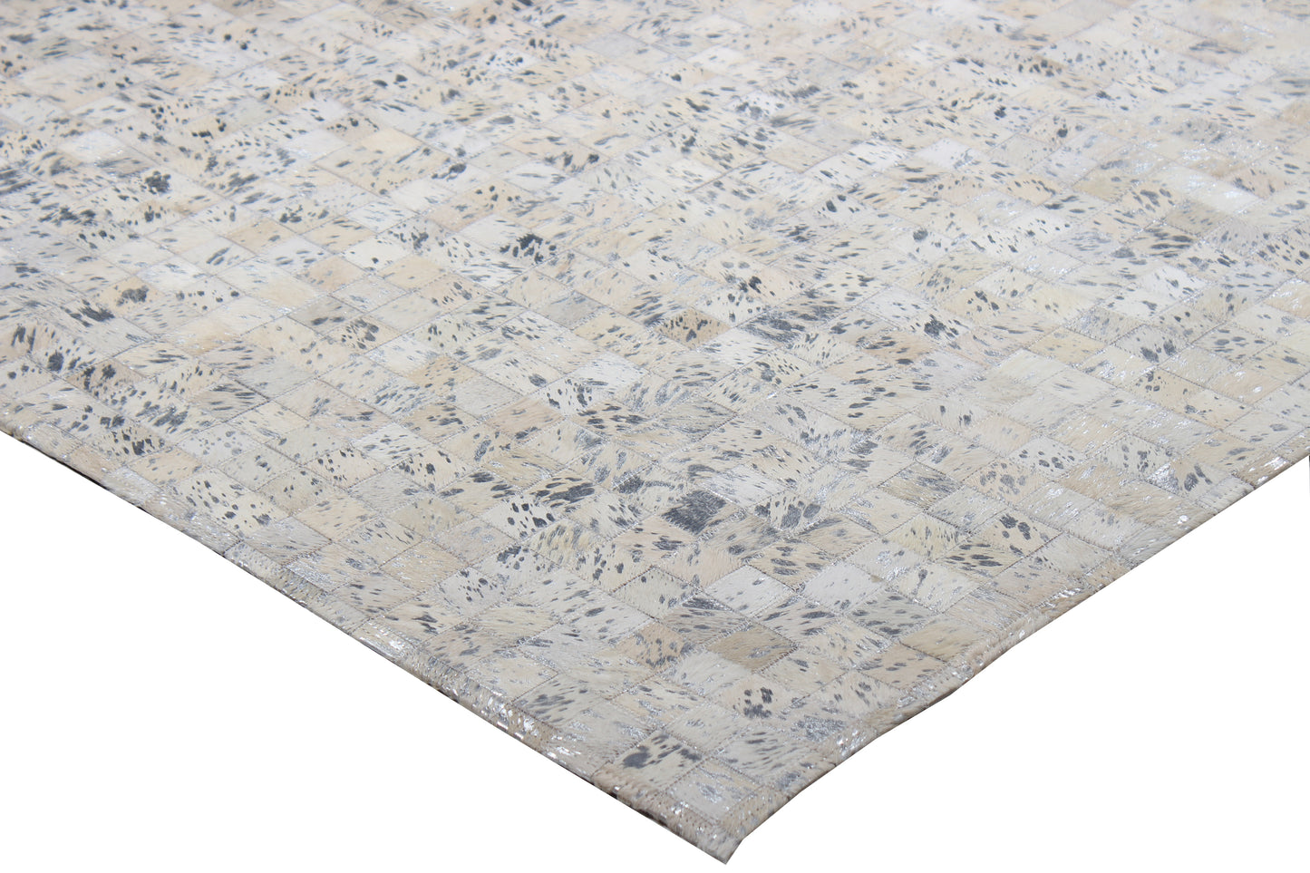 Handmade Natural Cowhide Leather Patchwork Tile Area Rug