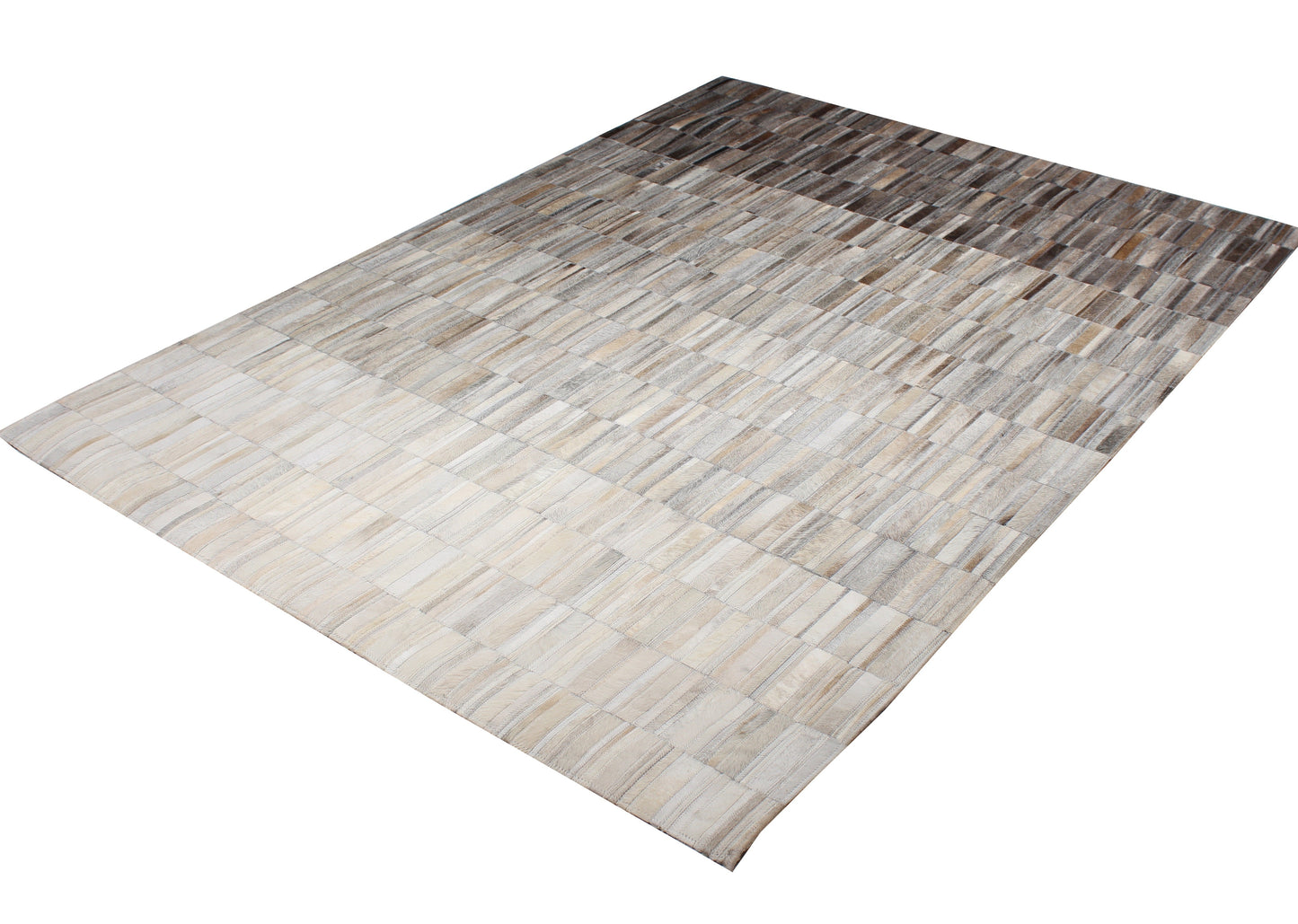 Handmade Fade Mocha White Patchwork Cowhide Area Rug PCH207