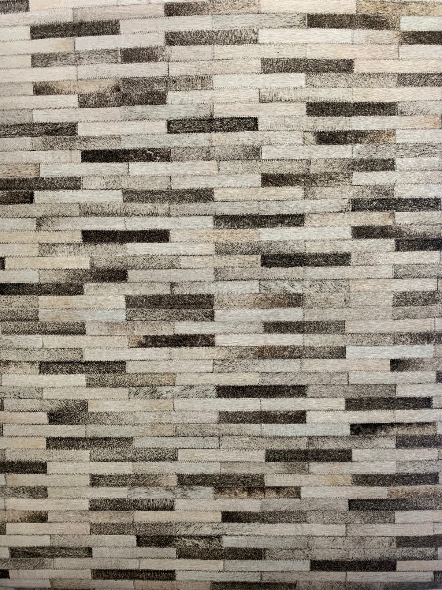 Vegan Patchwork Beige Brick Print Faux Hide/Cowhide Area Rug/Carpet