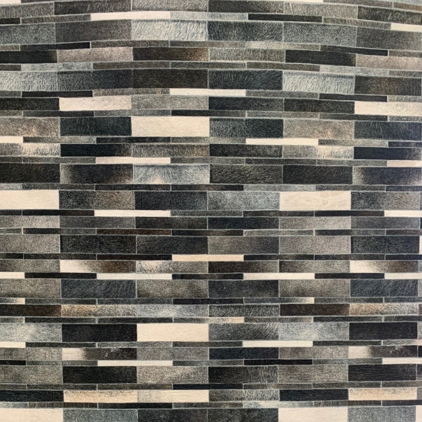 Vegan Patchwork Gray Black Brick Faux Hide/Cowhide Area Rug/Carpet