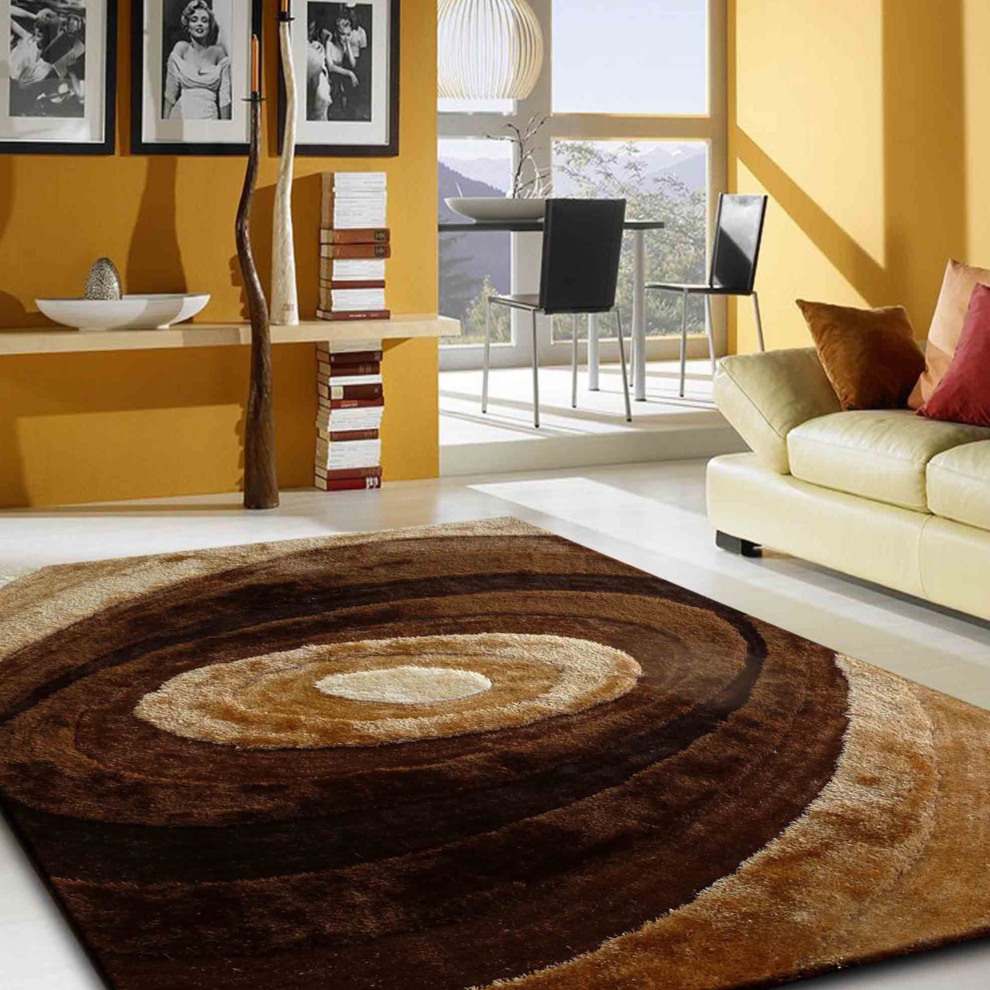 Soft Plush Fluffy Circle Design Shag Area Rug/Carpet