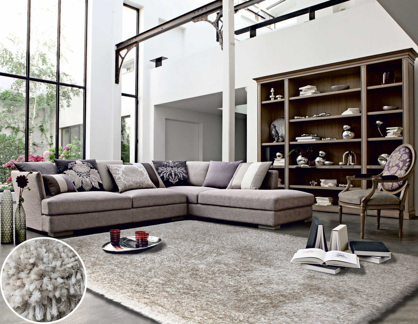 Plush Fluffy Soft Shinny Multi Textural Gray/Silver Shag Area Rug/Carpet