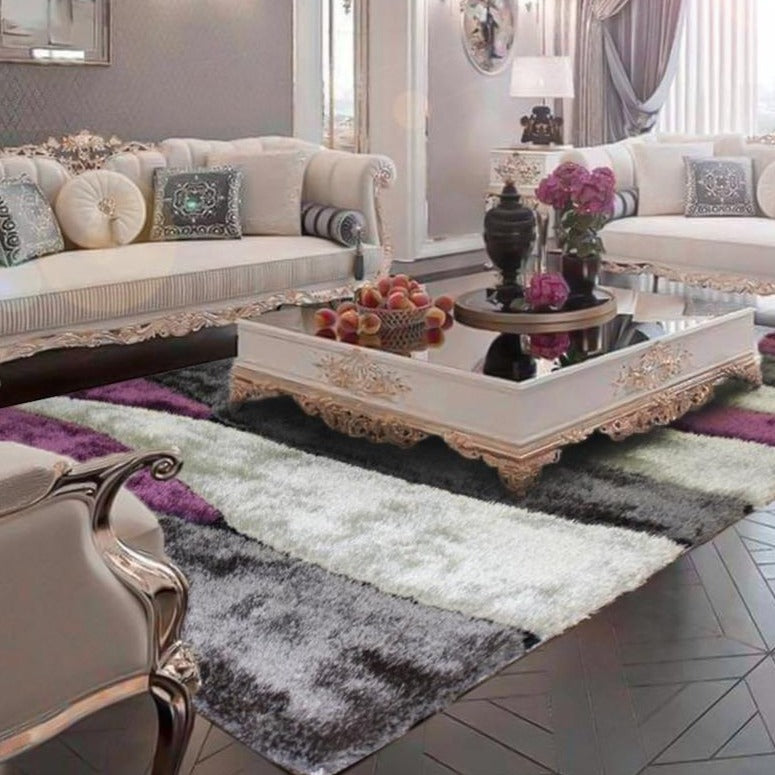 Living Shag Waves Soft Plush Design 3D Effect Area Rug/ Carpet purple