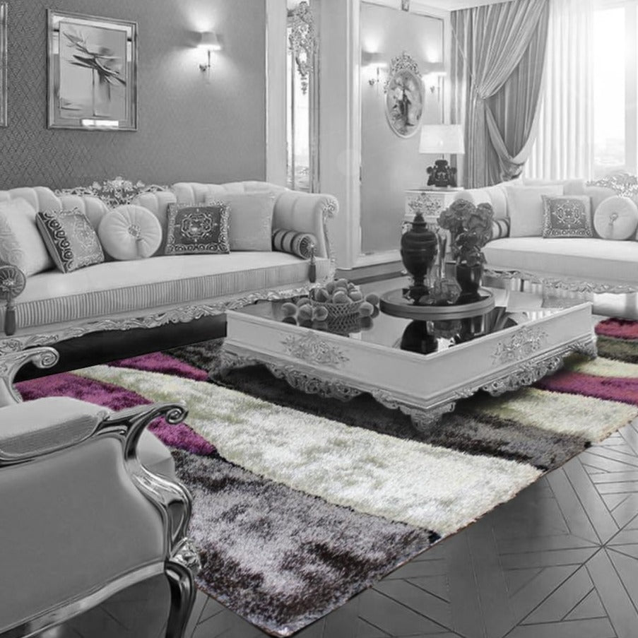 Living Shag Waves Soft Plush Design 3D Effect Area Rug/ Carpet purple