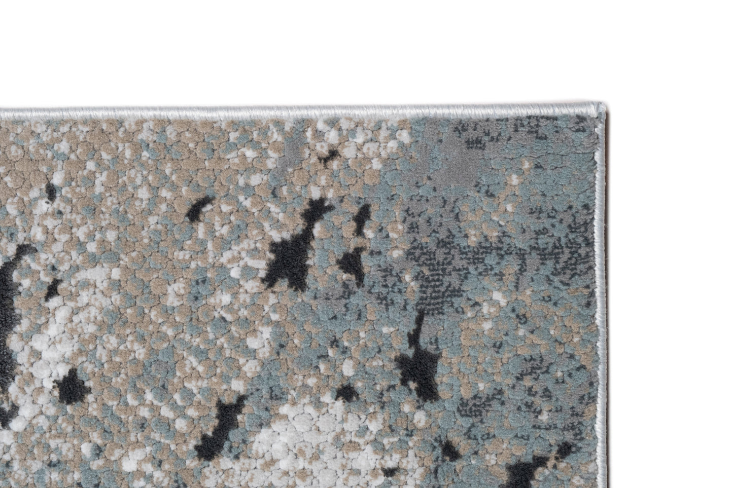 Contemporary Crème Rug with Tone-to-Tone on Charcoal, Silver Gray, Teal, and Warm Mocha High-Low Detail - METZ 4209.