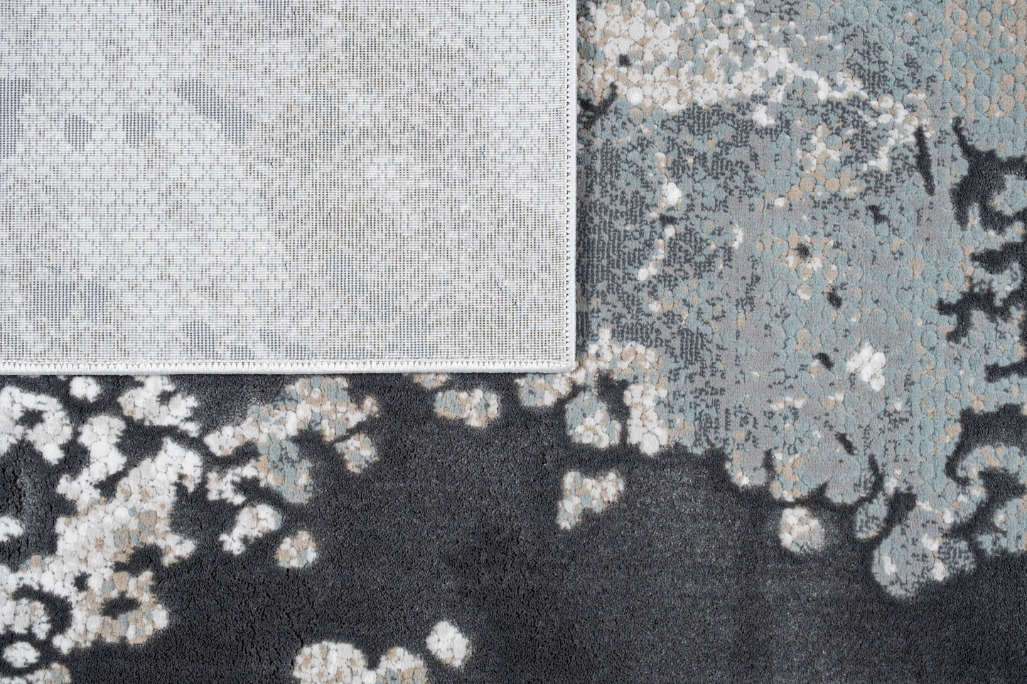 Contemporary Crème Rug with Tone-to-Tone on Charcoal, Silver Gray, Teal, and Warm Mocha High-Low Detail - METZ 4209.