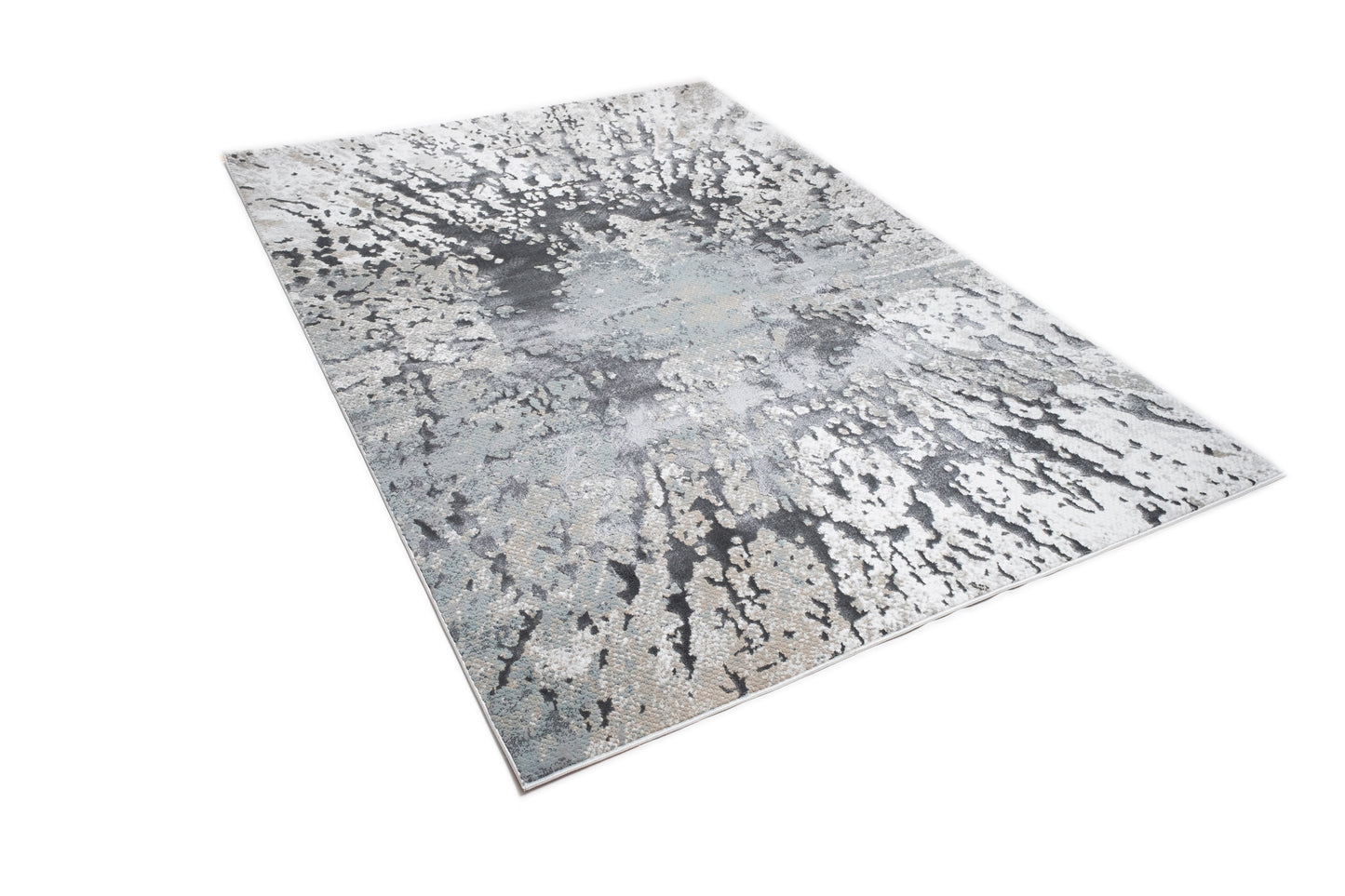 Contemporary Crème Rug with Tone-to-Tone on Charcoal, Silver Gray, Teal, and Warm Mocha High-Low Detail - METZ 4209.
