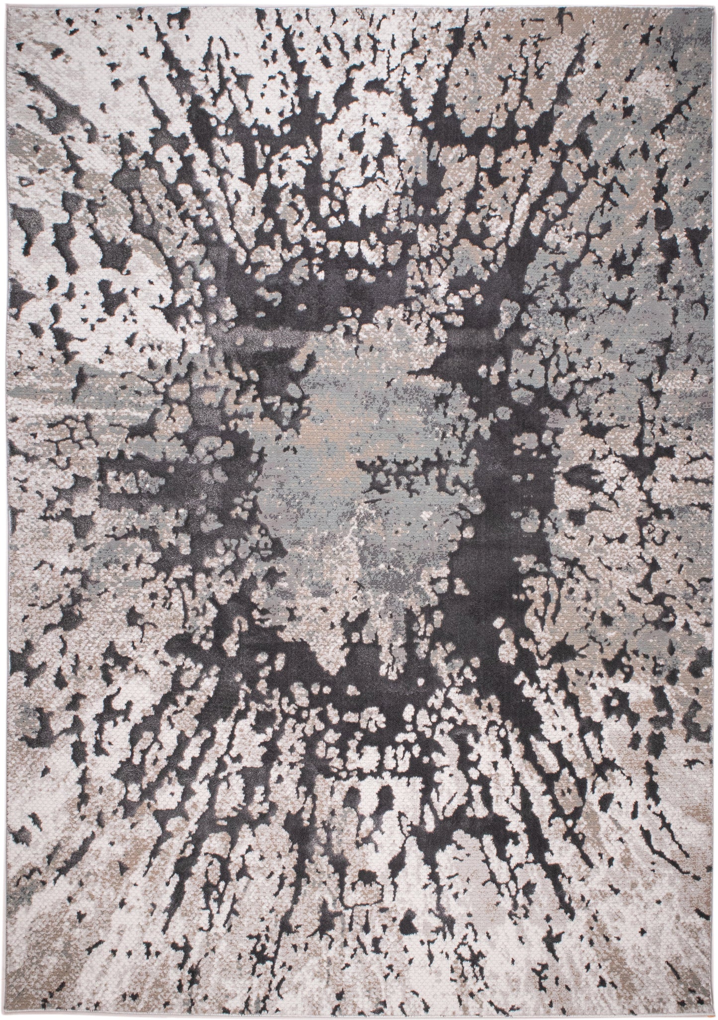 Contemporary Crème Rug with Tone-to-Tone on Charcoal, Silver Gray, Teal, and Warm Mocha High-Low Detail - METZ 4209.