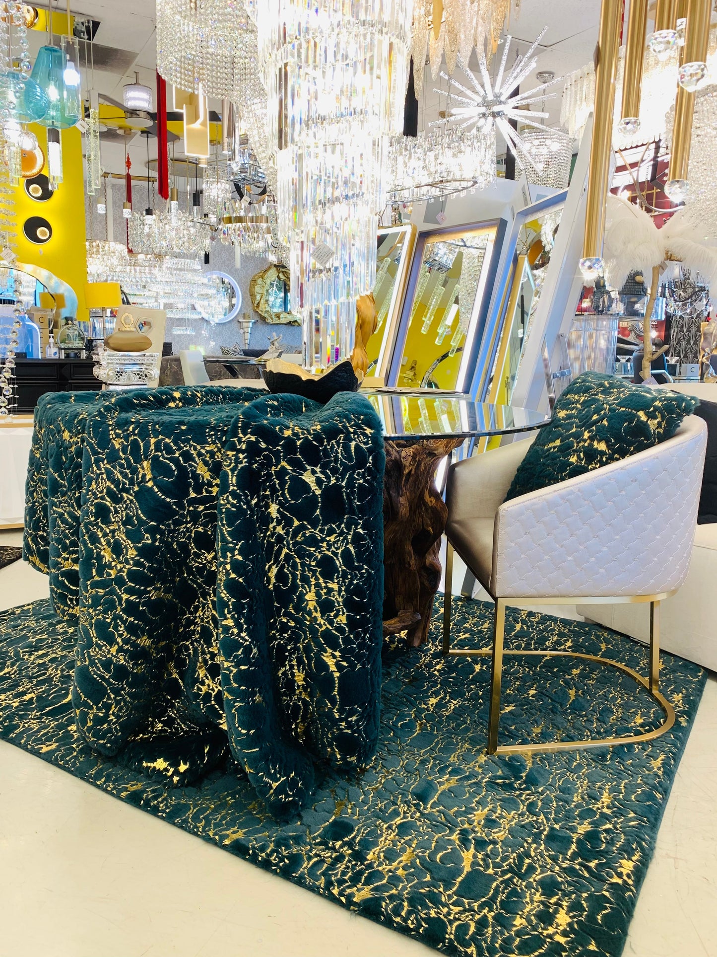 Hunter Green With Golden Metallic Shimmery Design