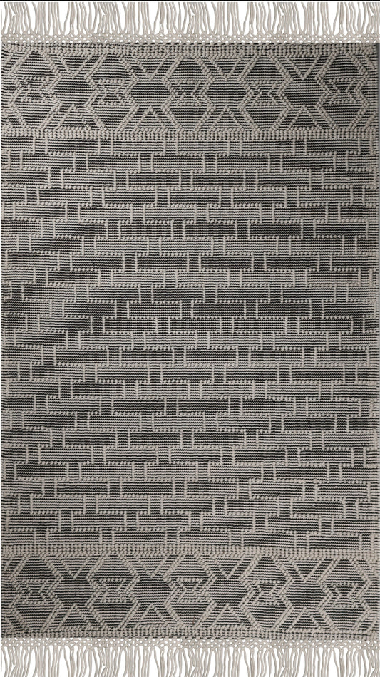 hand made hand knotted natural color beige mocha bohemian one of a kind textured raised rug fringe