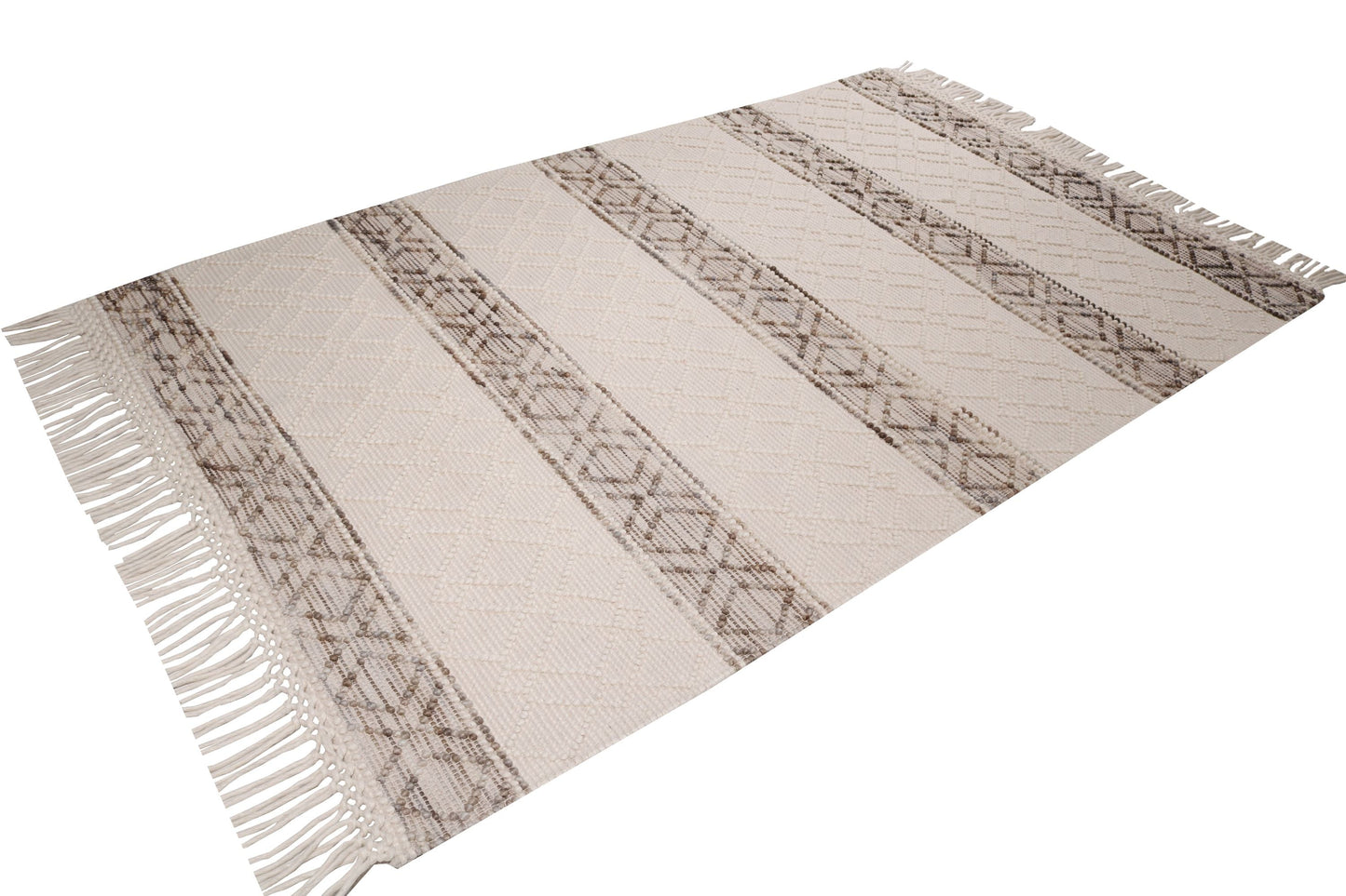 hand made hand knotted natural color beige mocha bohemian one of a kind textured raised rug