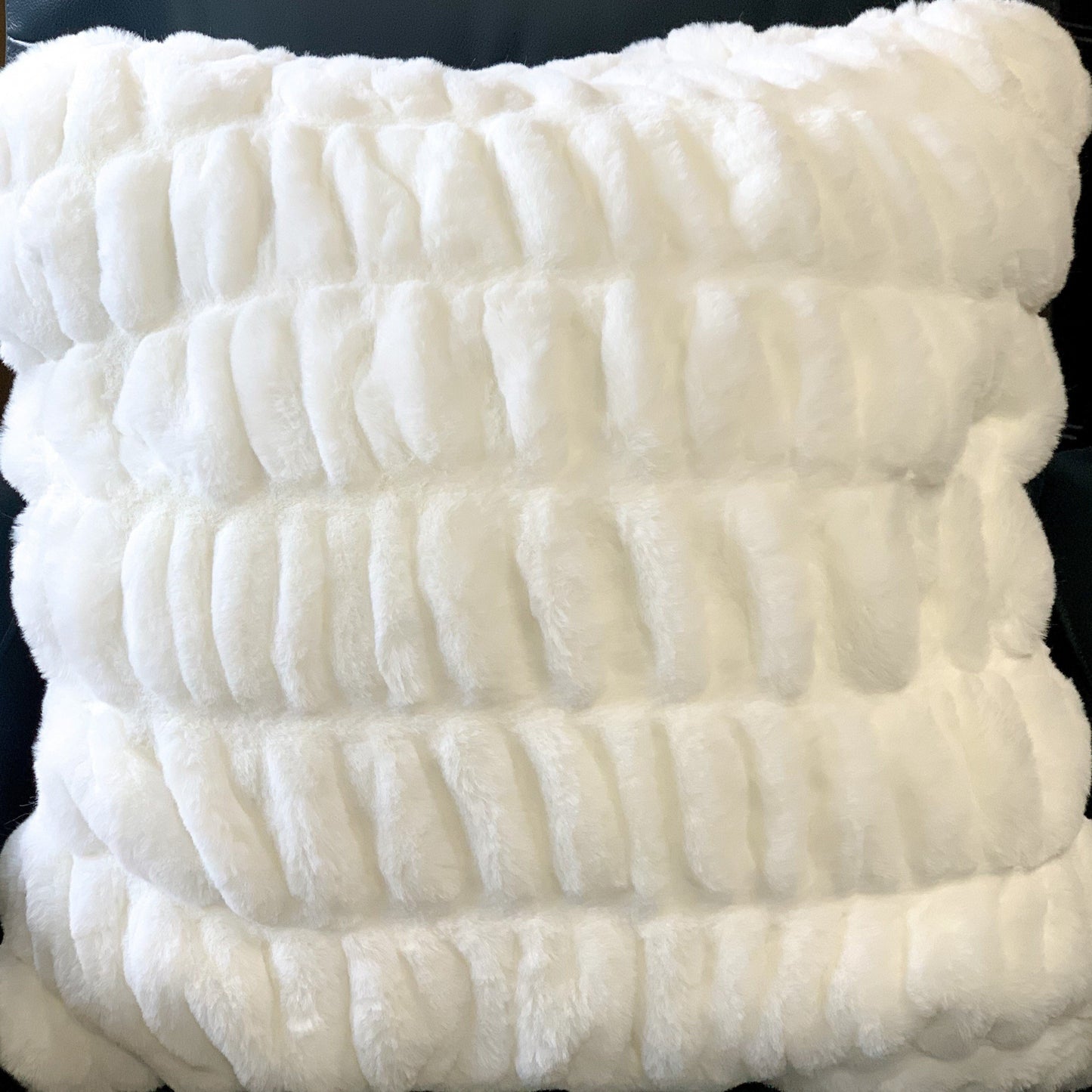 Fluffy Faux Fur Braided Look Soft Gray White Throw Pillow/Positioner