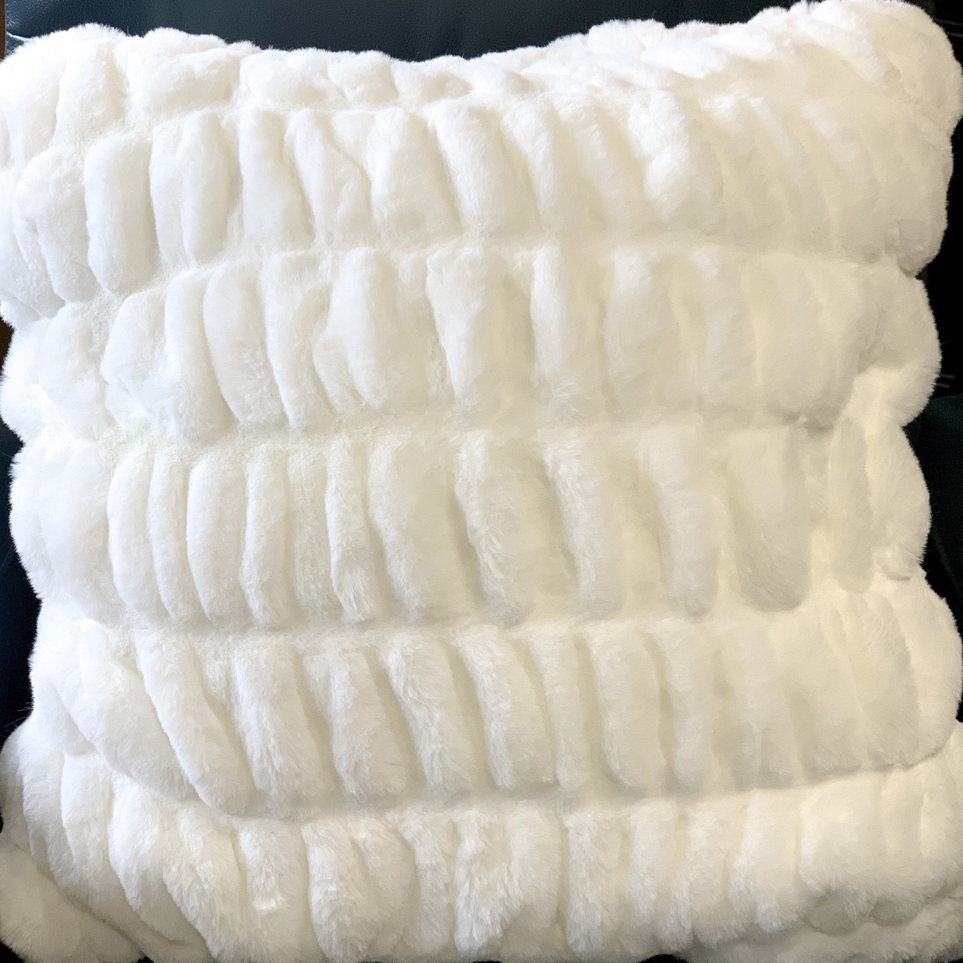 Fluffy Faux Fur Braided Look Soft Gray White Throw Pillow/Positioner