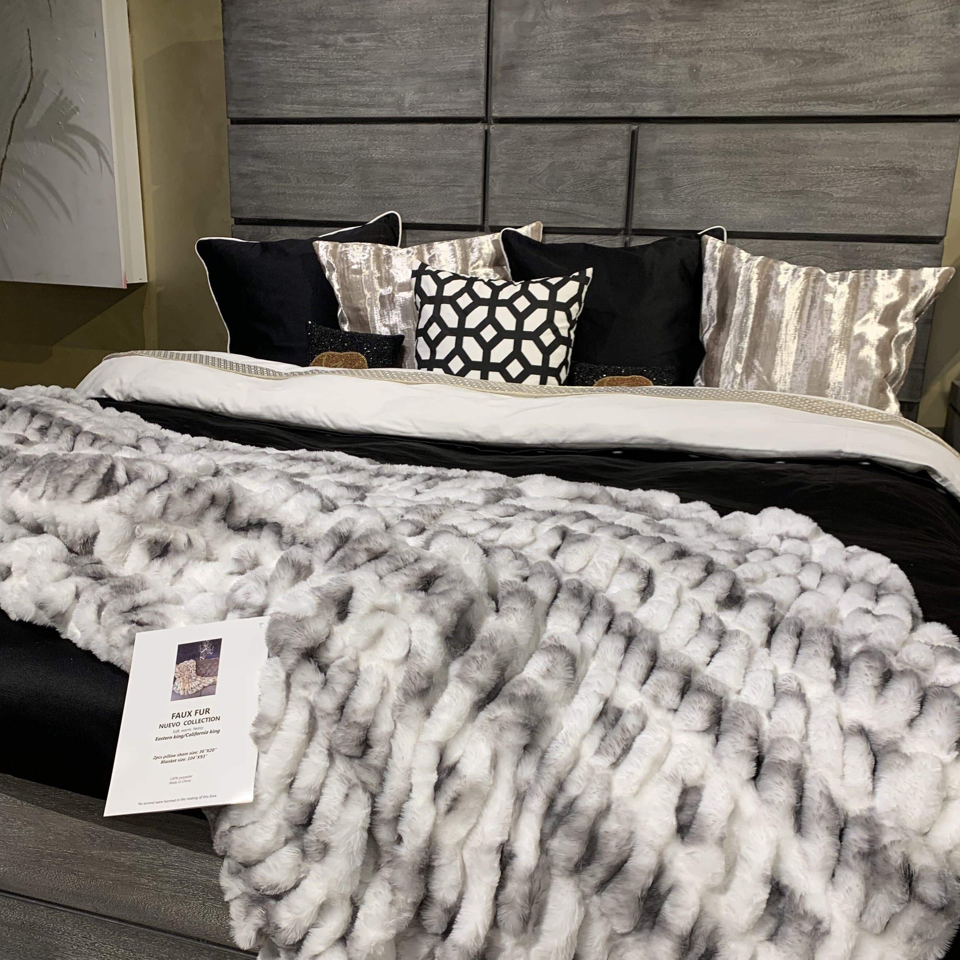 Braided Look Fluffy Soft Faux Fur Gray White Throw/Quilt/Blanket/ Coverlet/Bedspread/Bedcover