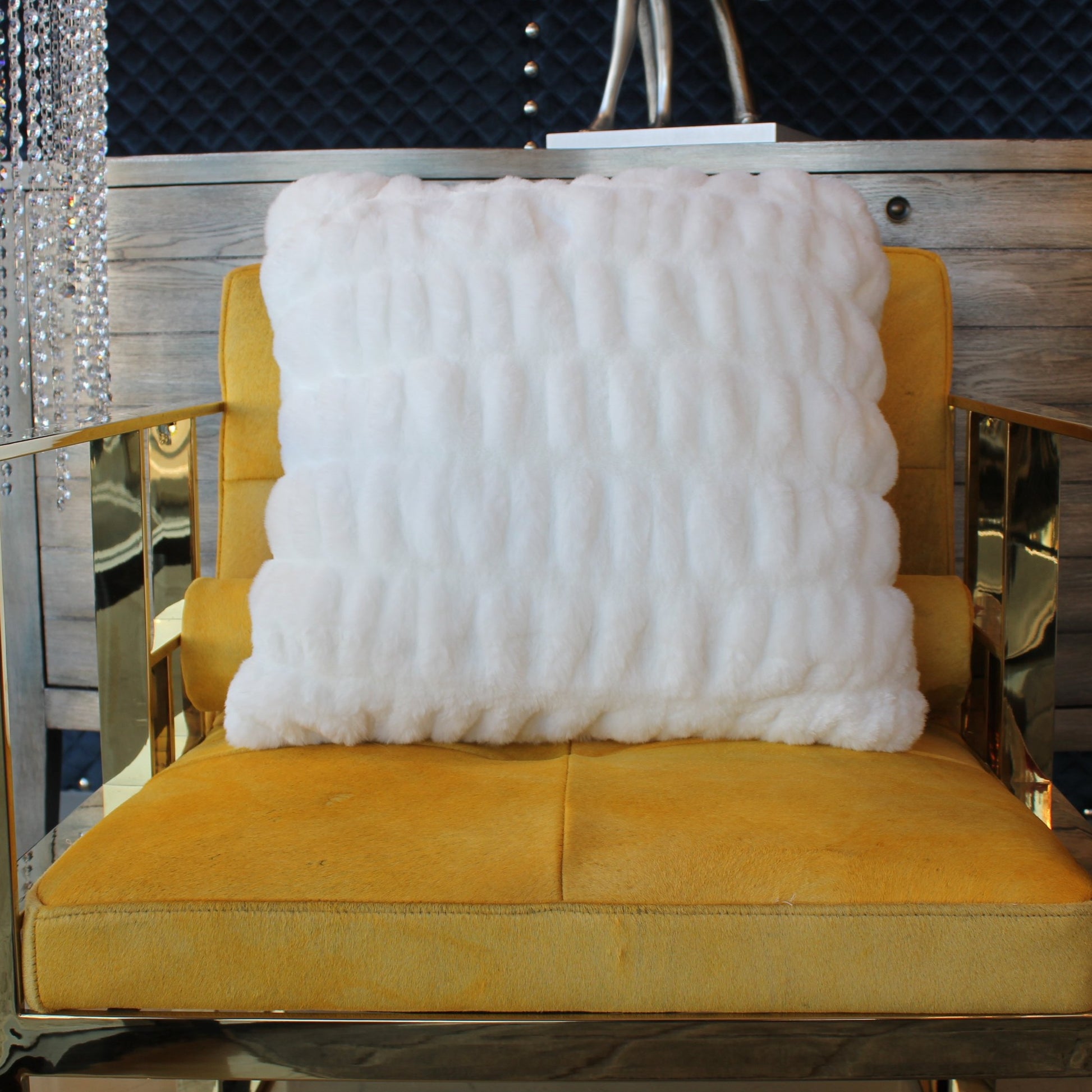 Fluffy Faux Fur Braided Look Soft Gray White Throw Pillow/Positioner