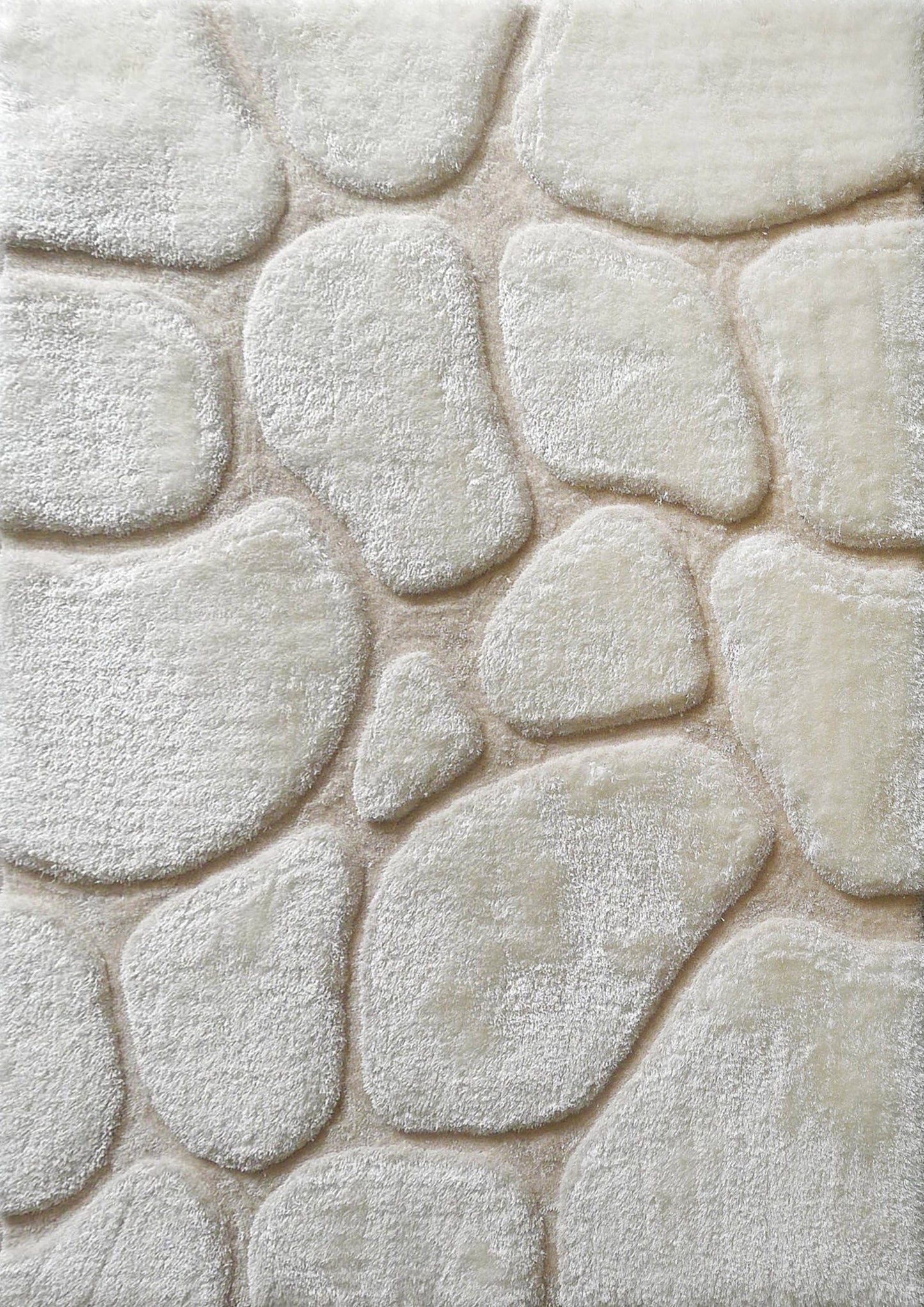 Soft Cozy Rock 3D Design Shag Area Rug/Carpet white