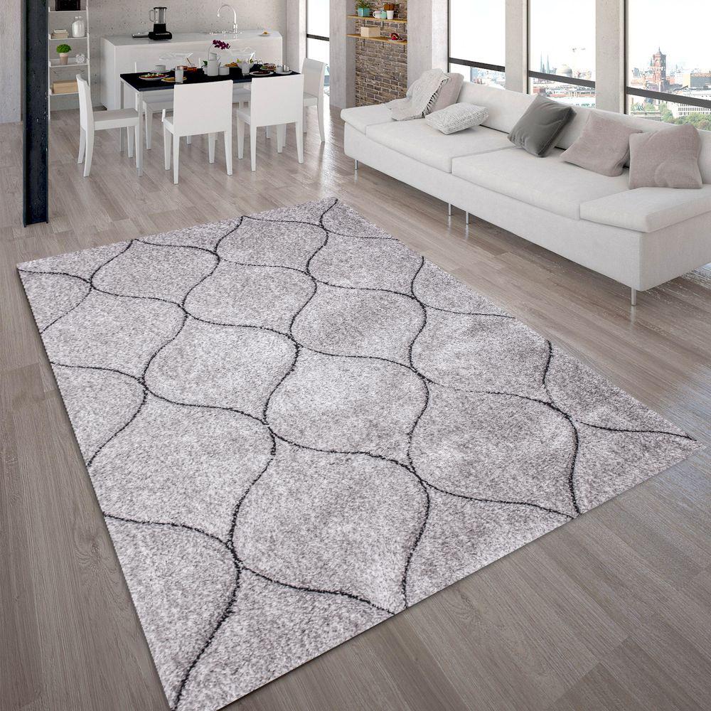 Geometric Silver Plush Fluffy Shine 3D Shag Area Rug/Carpet