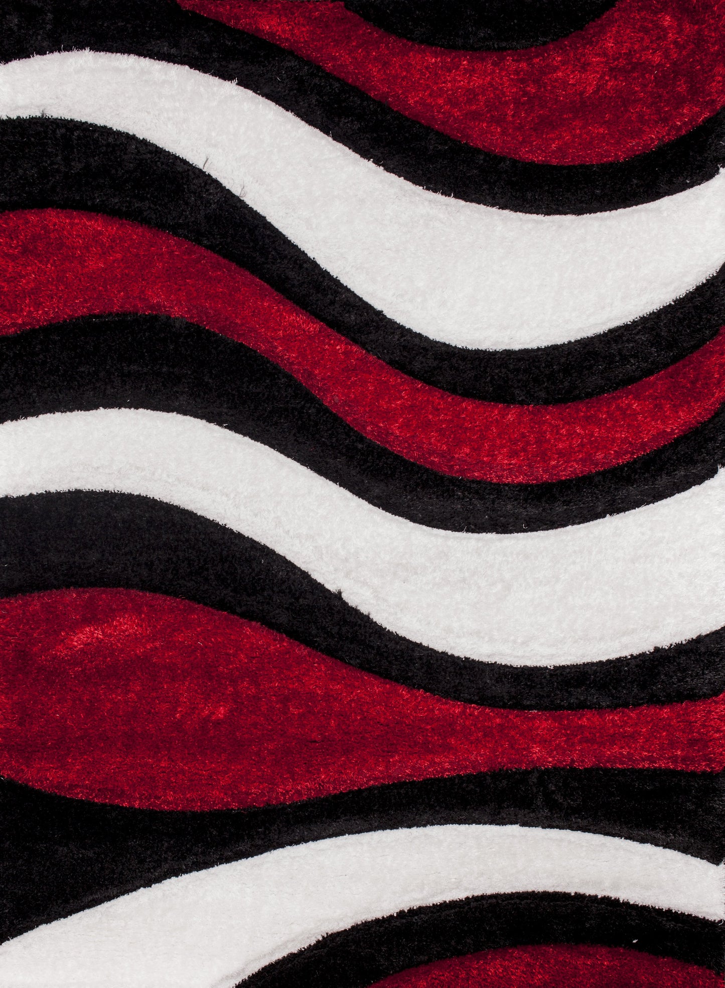 Plush Fluffy Shine 3D Wave Red White Black Shag Area Rug/Carpet