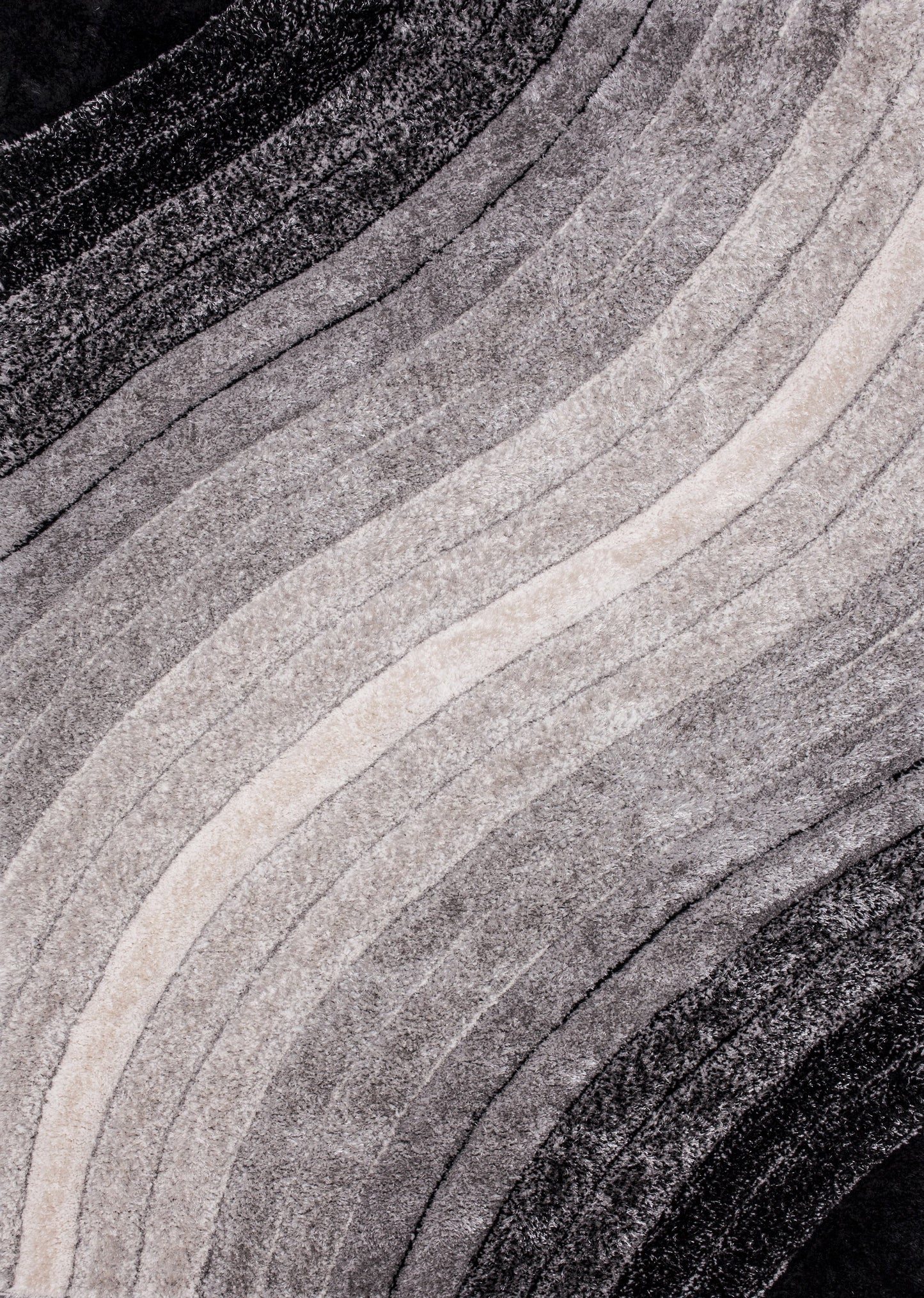 Plush Fluffy Shine 3D Wave Silver Shag Area Rug/Carpet