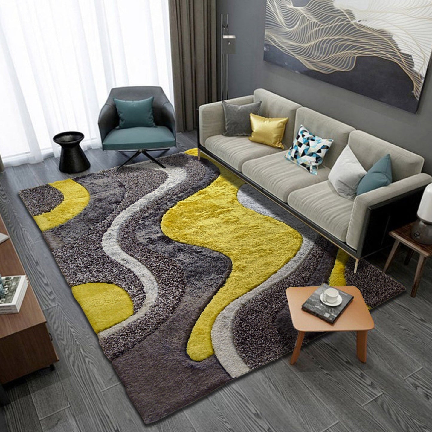 Luxury Shag Viscose Shiny Design Plush Area Rug/ Carpet