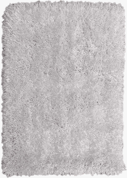 Off White Solid Shag Area Rug/Carpet - Crafted from 100% Polyester, Plush Fluffy Shine, Thick and Thin Yarns Design