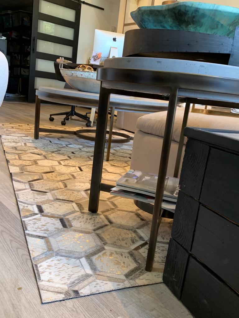 Handmade Natural Leather Patchwork Modern Style Cowhide Area Rug