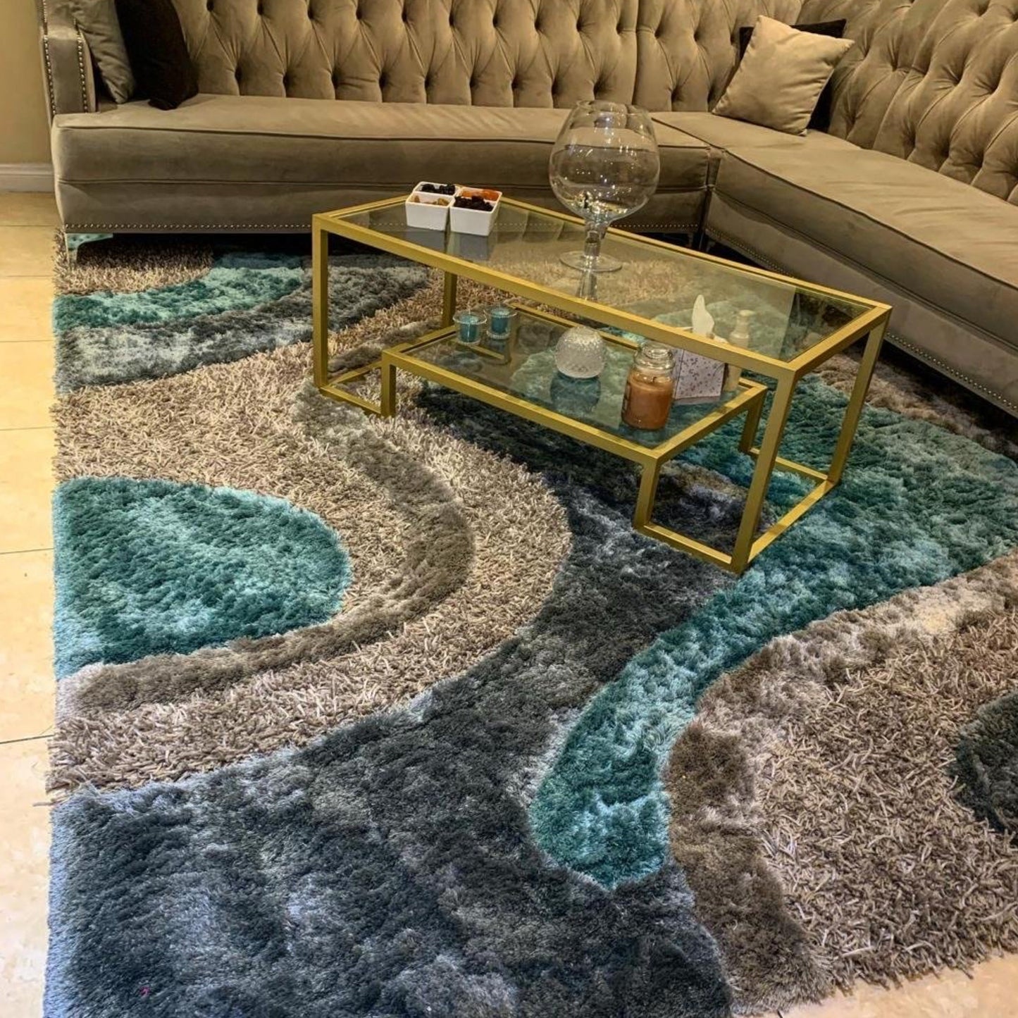 Luxury Shag Viscose Shiny Design Plush Area Rug/ Carpet