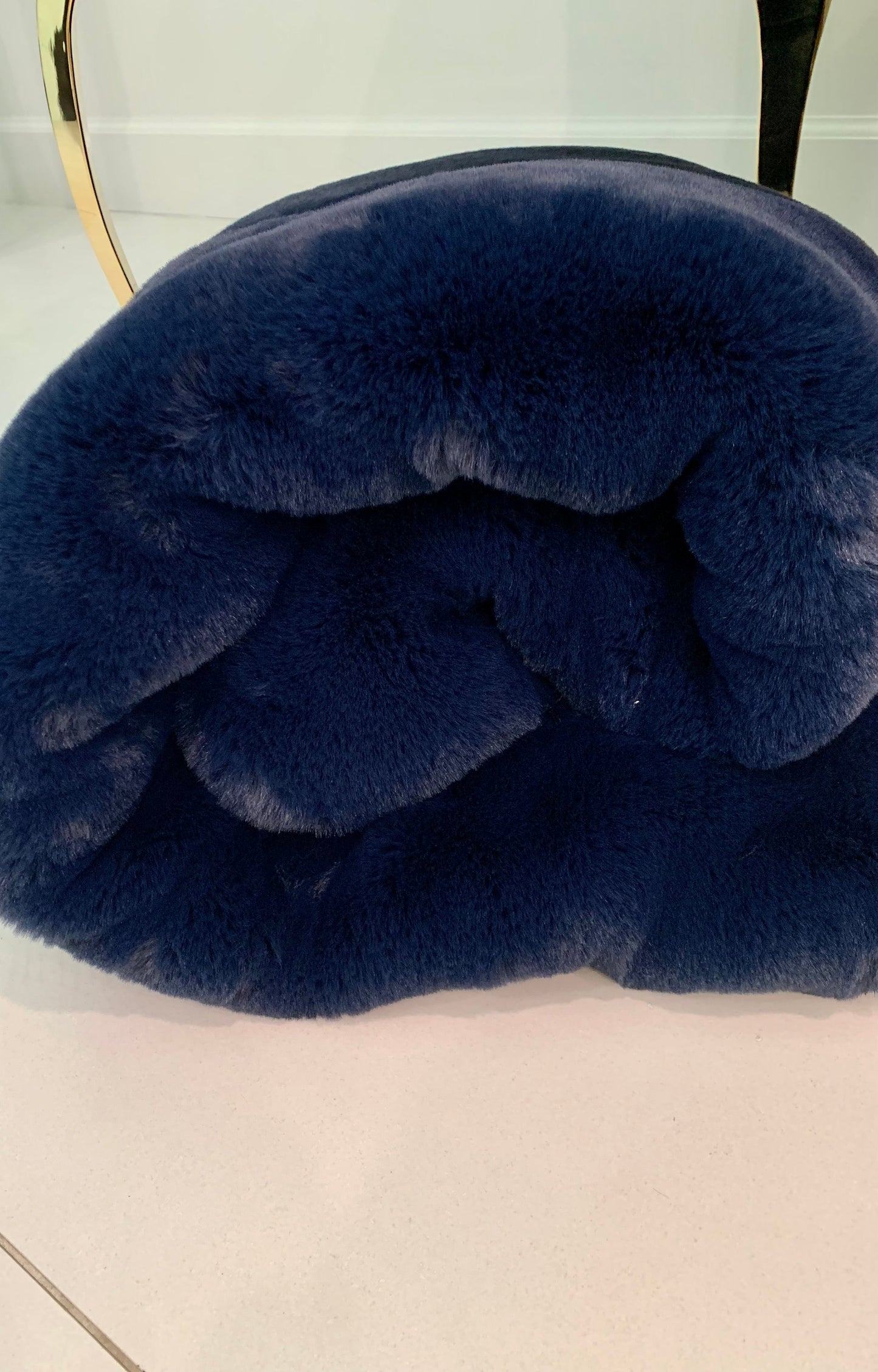 Chinchilla Faux Fur Throw Blue Navy