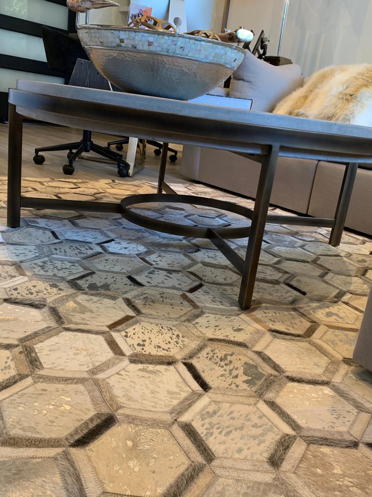 Handmade Natural Leather Patchwork Modern Style Cowhide Area Rug