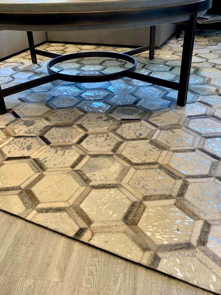 Handmade Natural Leather Patchwork Modern Style Cowhide Area Rug