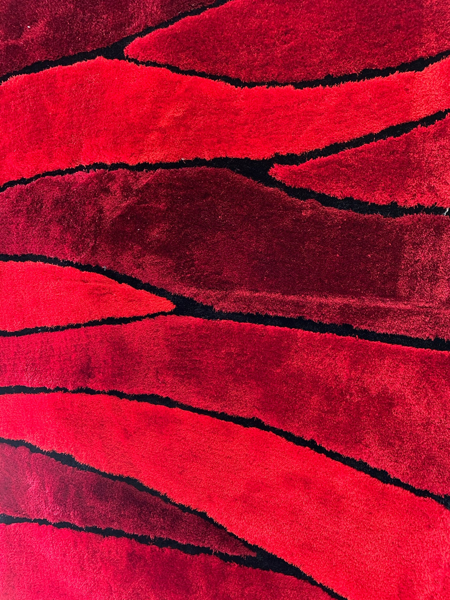 Living Shag Waves Soft Plush Design 3D Effect Area Rug/ Carpet Red