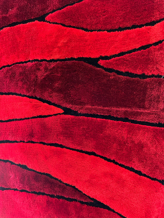 Living Shag Waves Soft Plush Design 3D Effect Area Rug/ Carpet Red