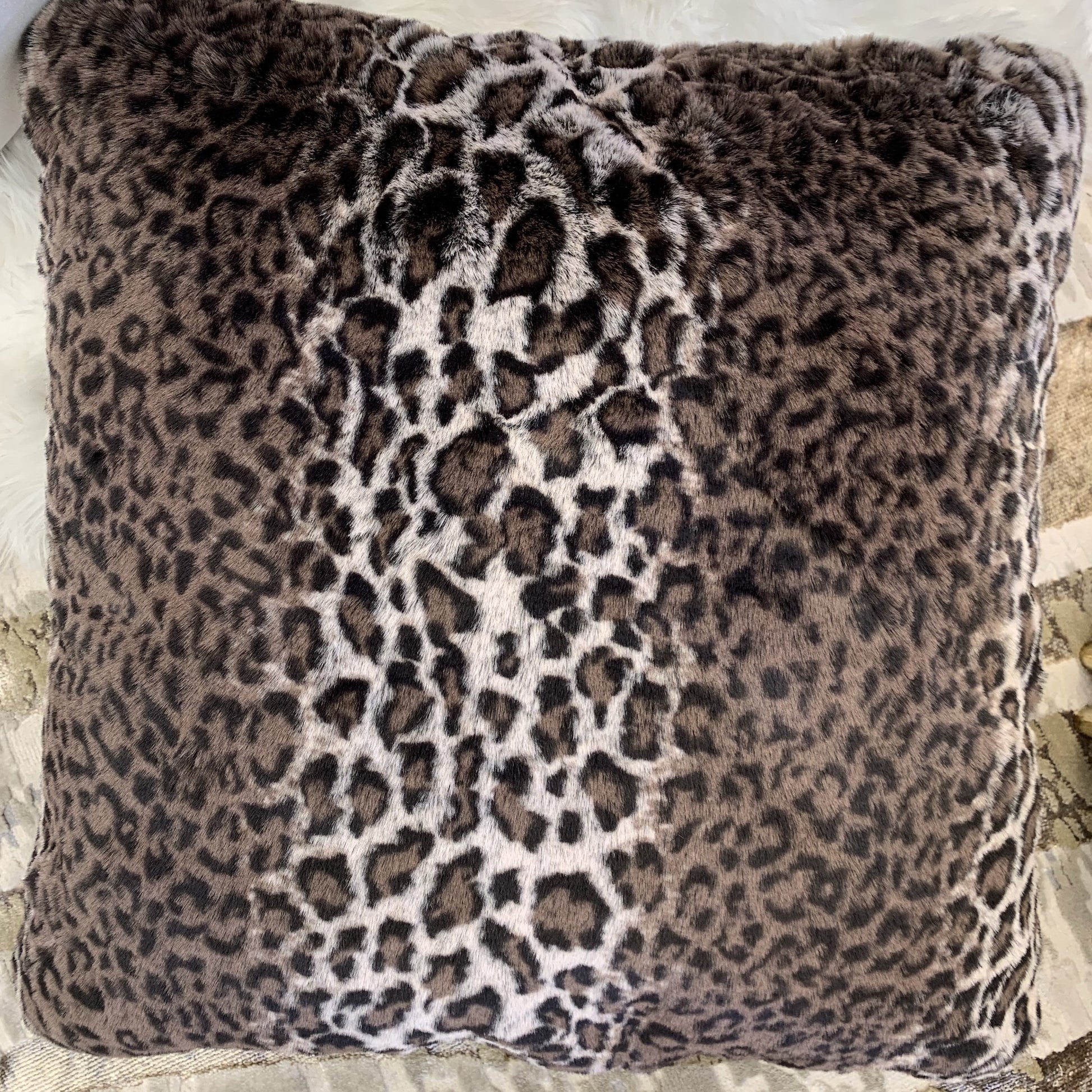 Leopard Cheetah Jaguar Feline Animal Print Soft Cozy Fuzzy Faux Fur Throw Pillow / Positioner