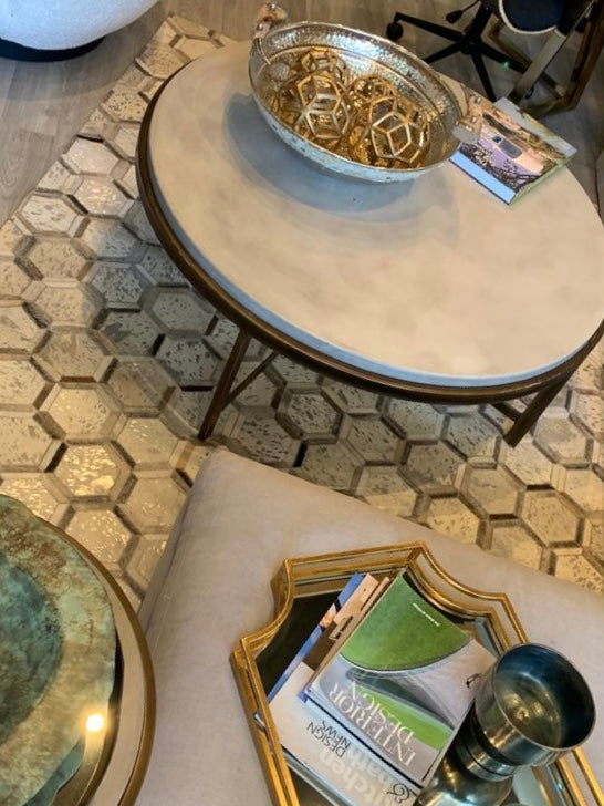 Handmade Natural Leather Patchwork Modern Style Cowhide Area Rug