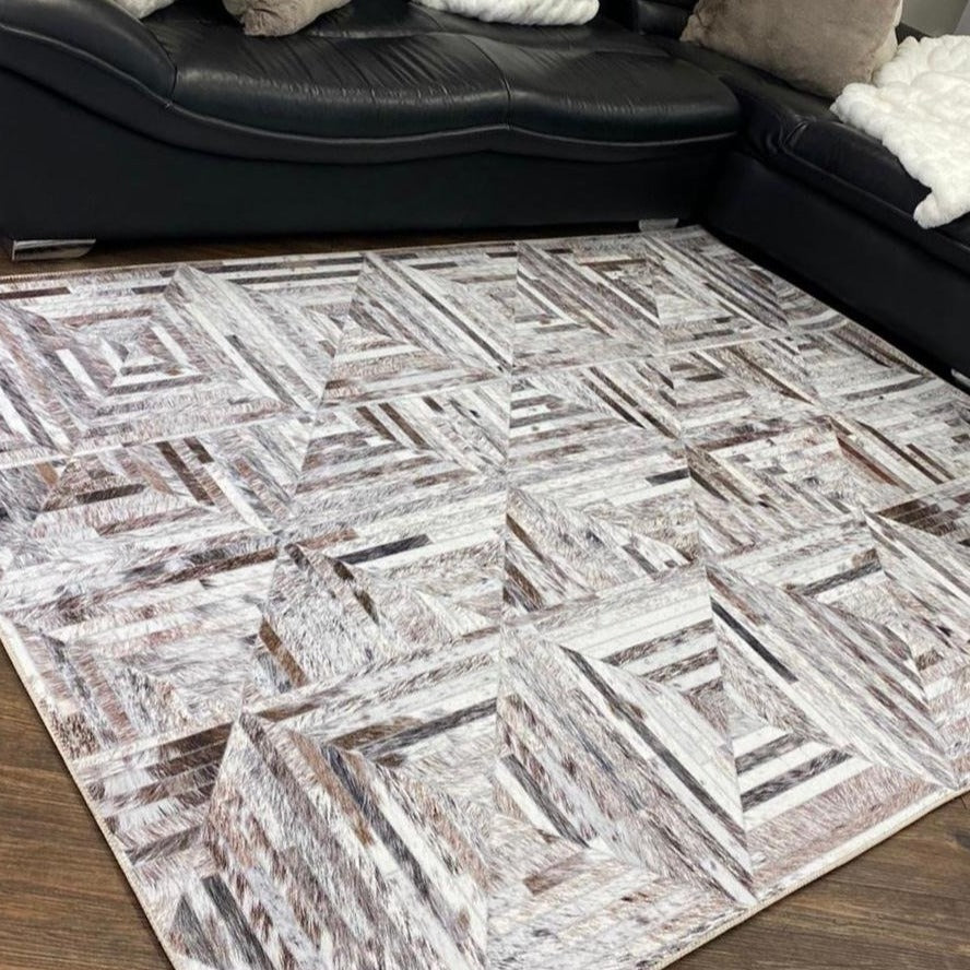 Vegan Brown Black Beige Cream Faux Hide/Cowhide Area Rug/Carpet