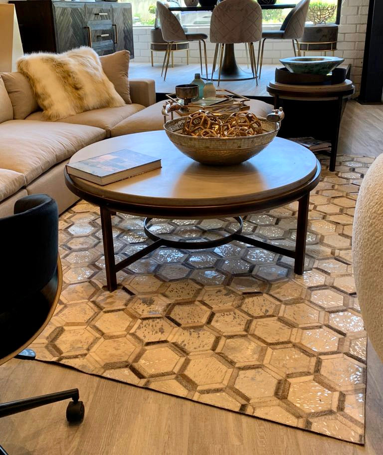 Handmade Natural Leather Patchwork Modern Style Cowhide Area Rug
