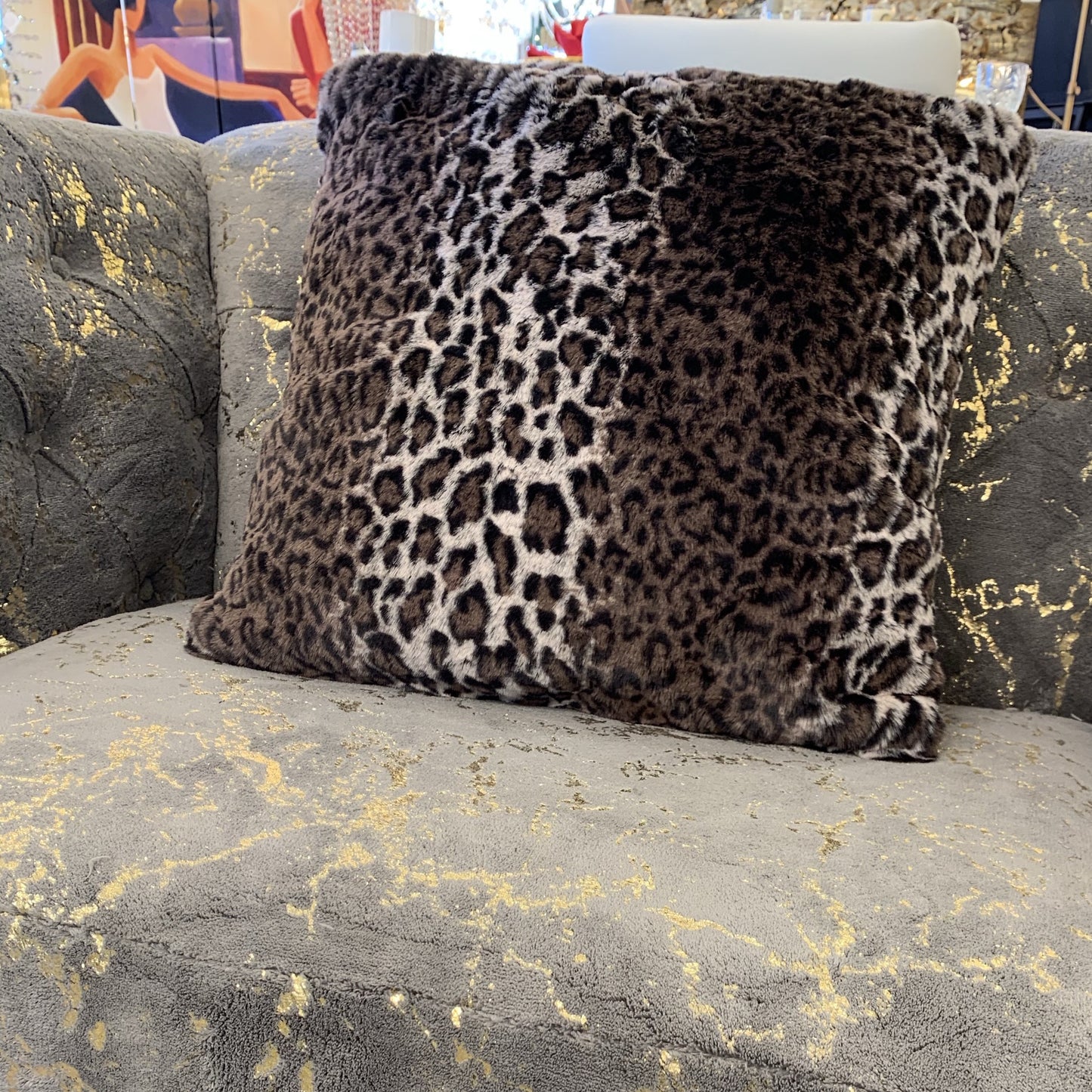 Leopard Cheetah Jaguar Feline Animal Print Soft Cozy Fuzzy Faux Fur Throw Pillow / Positioner