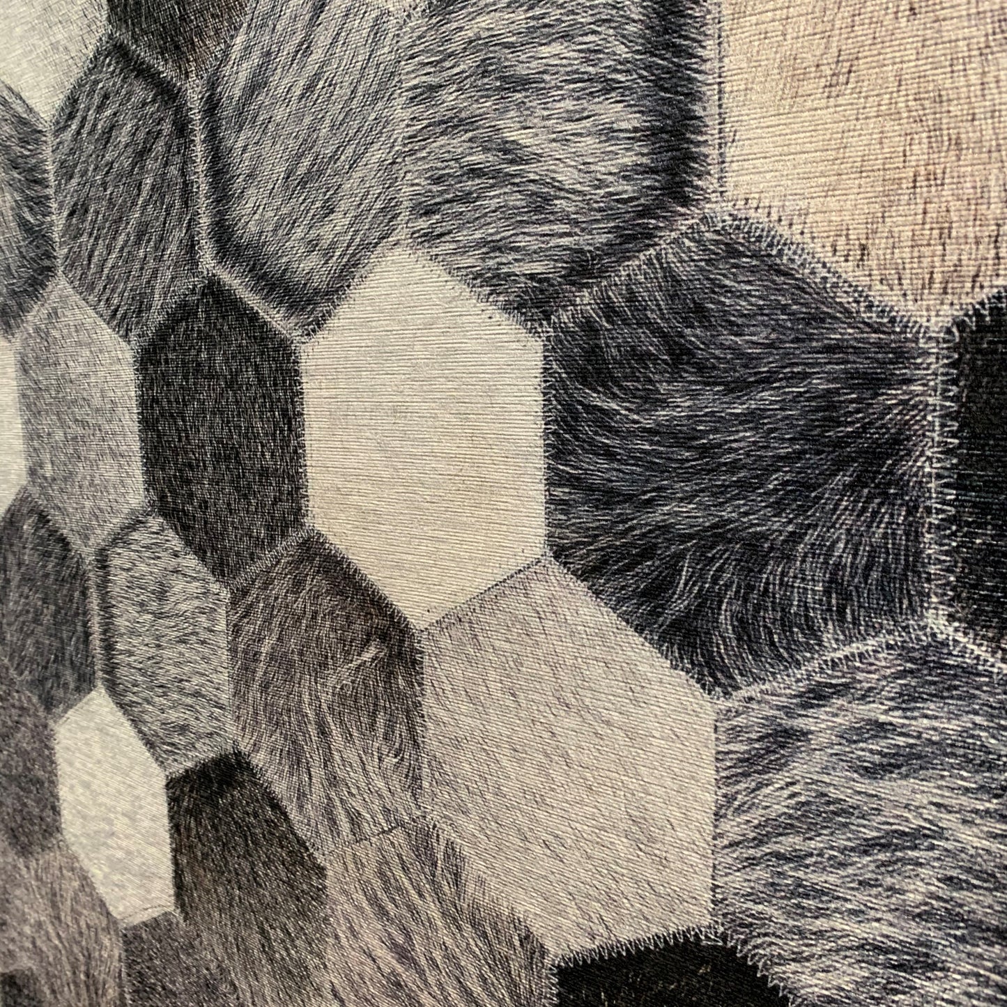 Vegan Geometric Gray Black Faux Hide/Cowhide Area Rug/Carpet
