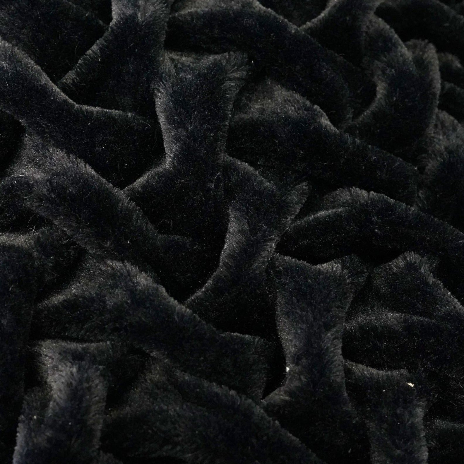 Braided Fluffy Faux Fur Chinchilla Black Bed Cover/ Coverlet/ Bed Spread/ Blanket/ Comforter/ King Cal Size - Queen Size