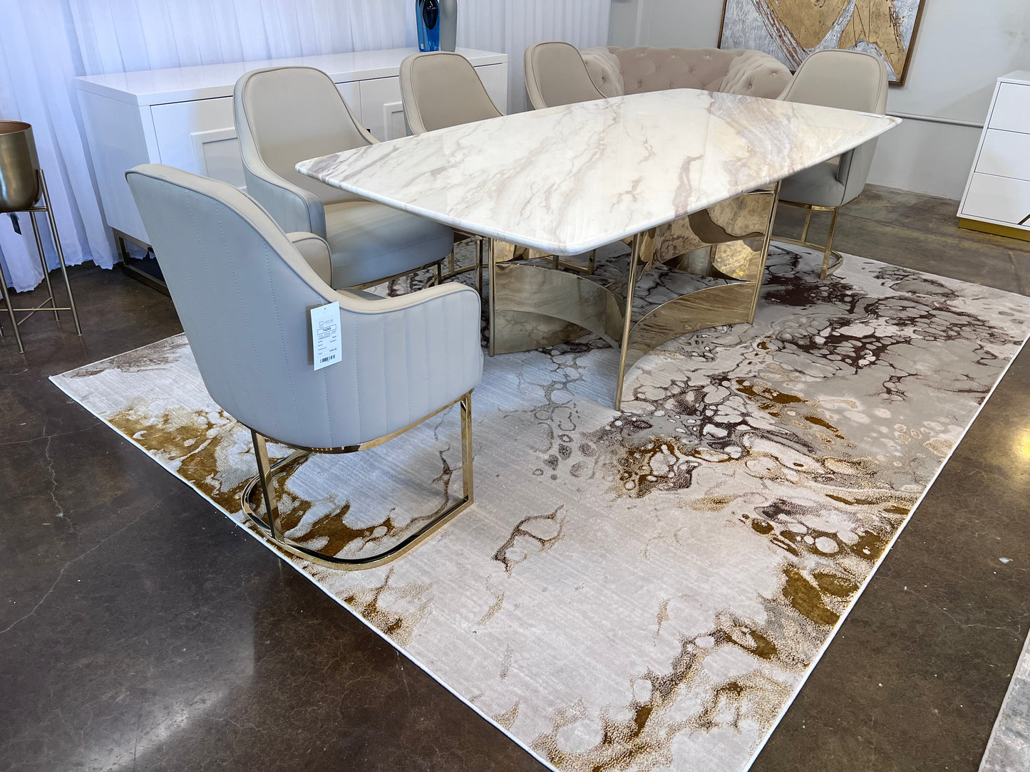 Polyester Golden Viscose Blend Abstract Design Rug/Carpet - Style# Maximus 188 - Color-Changing Flat Weave Rug