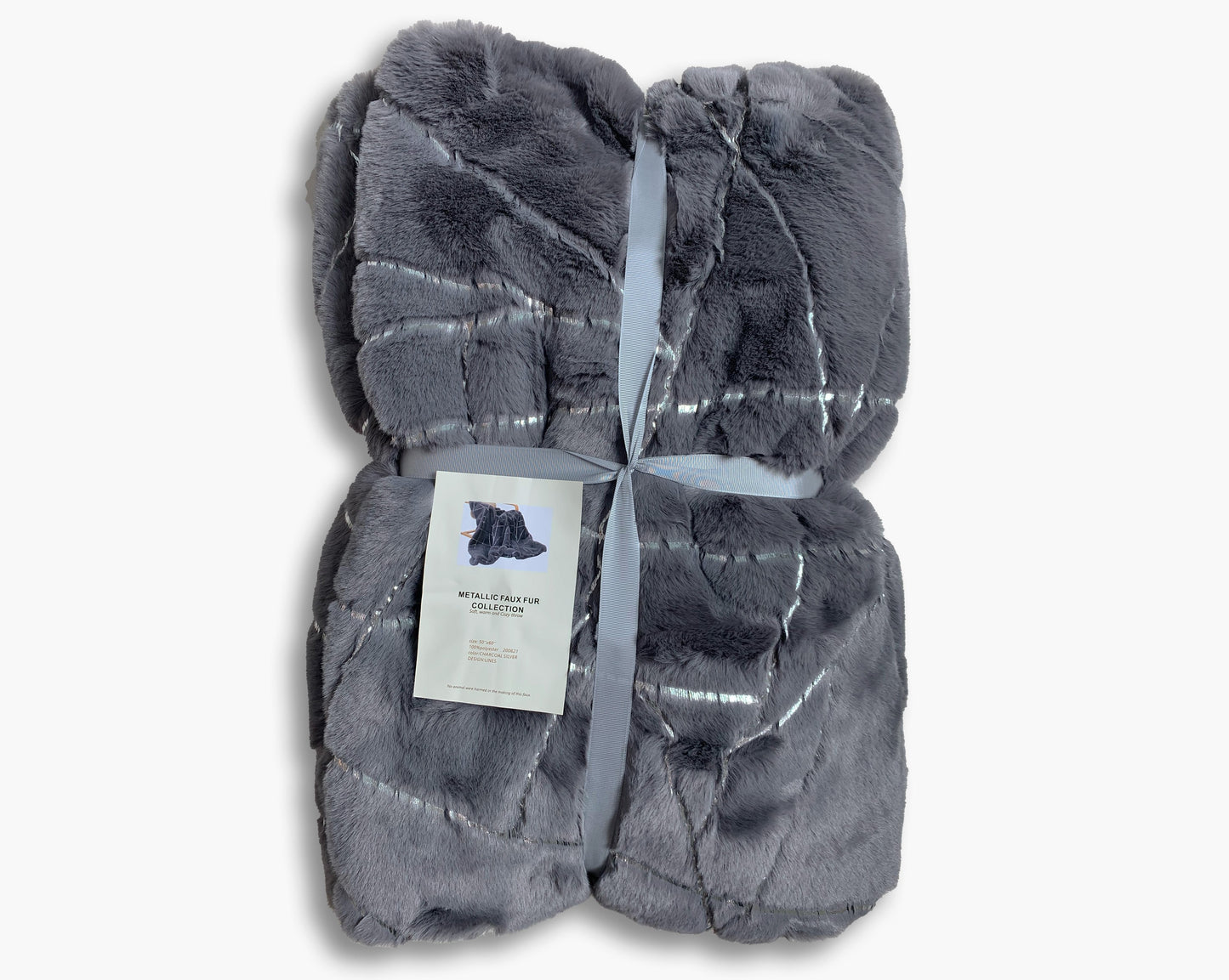 Silver Metallic Faux Fur Shine Cozy Shimmery Soft Fuzzy Blanket/ Coverlet/ Quilt/ Throw/ Bedspread/ Bedcover