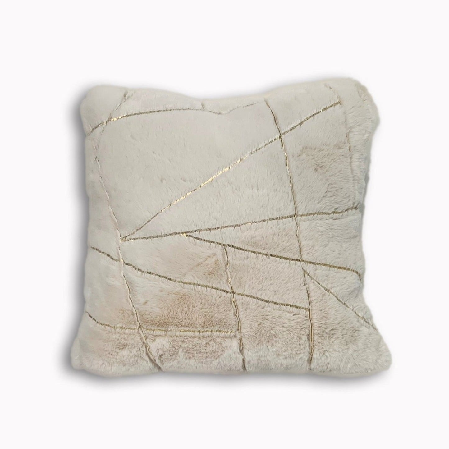 Golden Faux Fur Glow Fluffy Extra Soft Shimmery Foil Illuminating Effect Throw Pillow