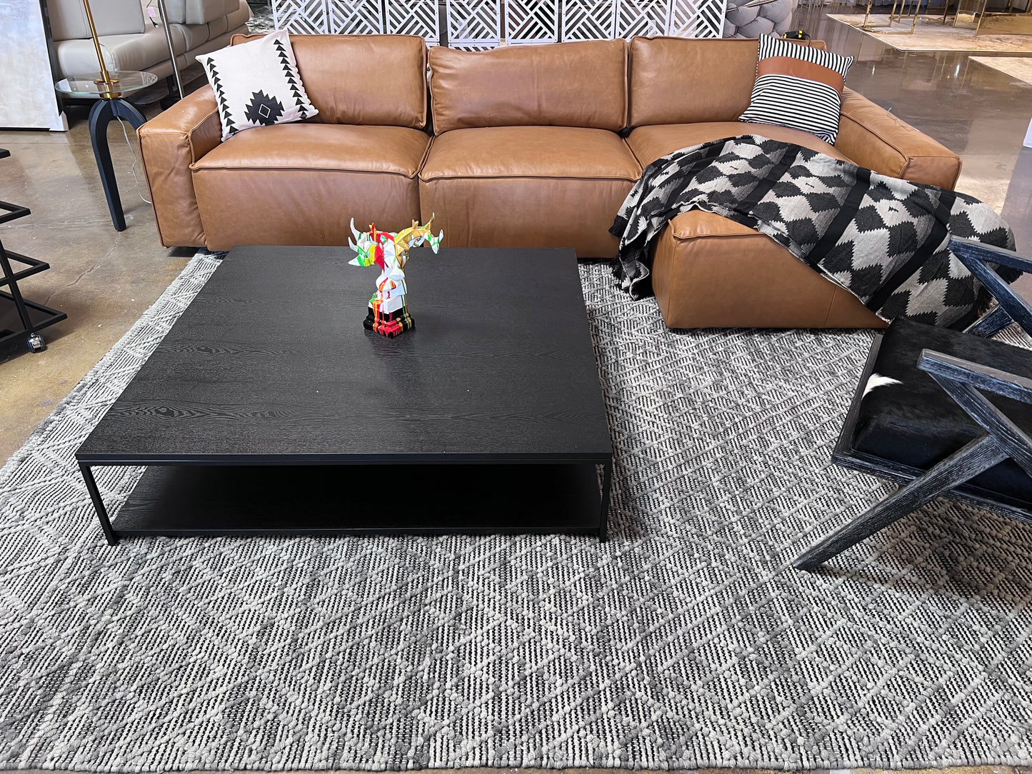 Hand Made, Loom Gray Silver Bohemian Design Rug