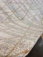 Cream High-Low Texture Rug with Blue, Gray & Gold-Brown Argyle Design - KAI 305