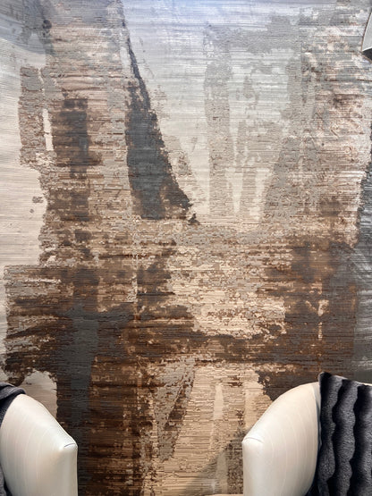 Cream Rug with Two-Tone Gold, Copper & Grey Abstract Accents - KAI 217