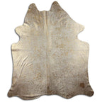 Gold Metallic On White Real Leather Cowhide